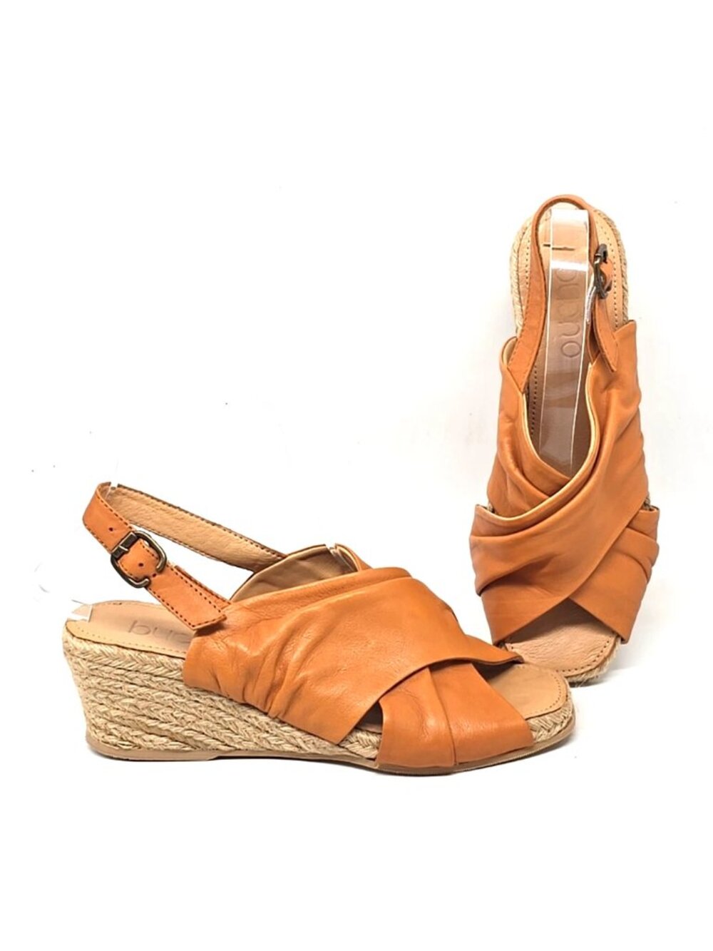 Bueno Jasmin Tan Espadrille Wedge Back Strap Sandals Women's Size US 7.5 EU 38